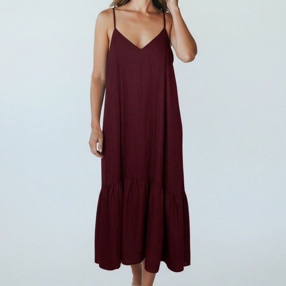The Nines by HATCH Burgundy Midi Slip Dress